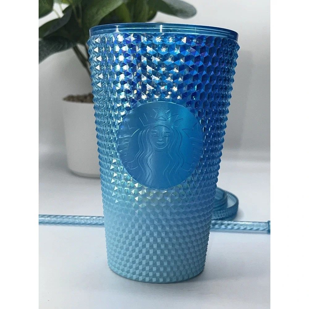 Starbucks Ombre Blue Studded Cup Aqua Splash Cold Grande Tumbler 16oz NWT Travel